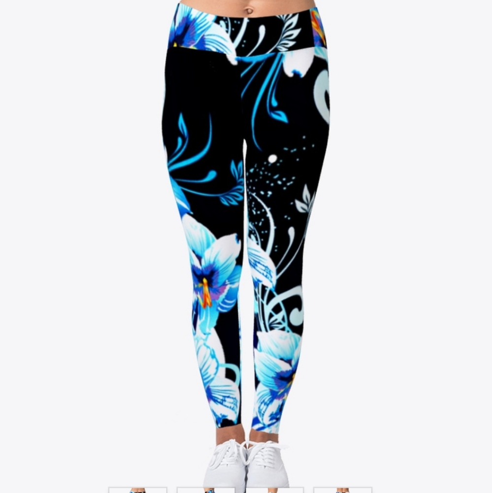 Blue floral leggings